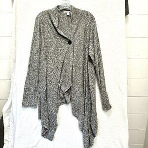 Dana Buchman Cardigan Sweater Womens Large Gray Ribbed Long Sleeve Open Front